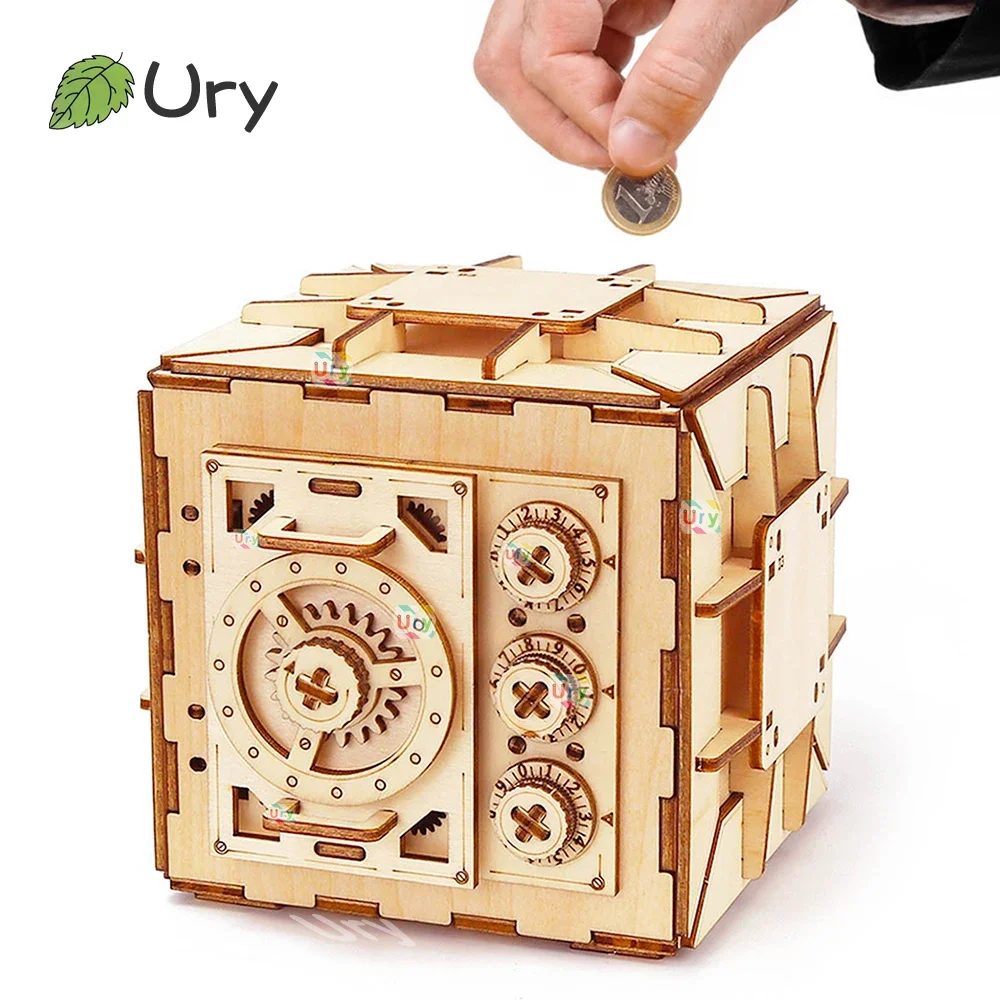 URY 3D Wooden Puzzle Password  - Kids Education Money 评论和价格