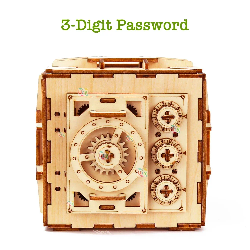 URY 3D Wooden Puzzle Password  - Kids Education Money 评论和价格