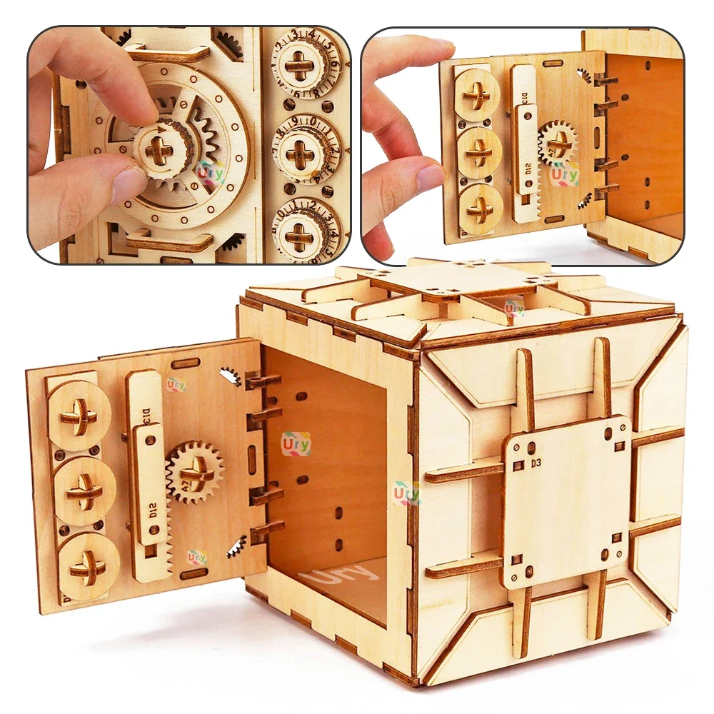 URY 3D Wooden Puzzle Password  - Kids Education Money 评论和价格