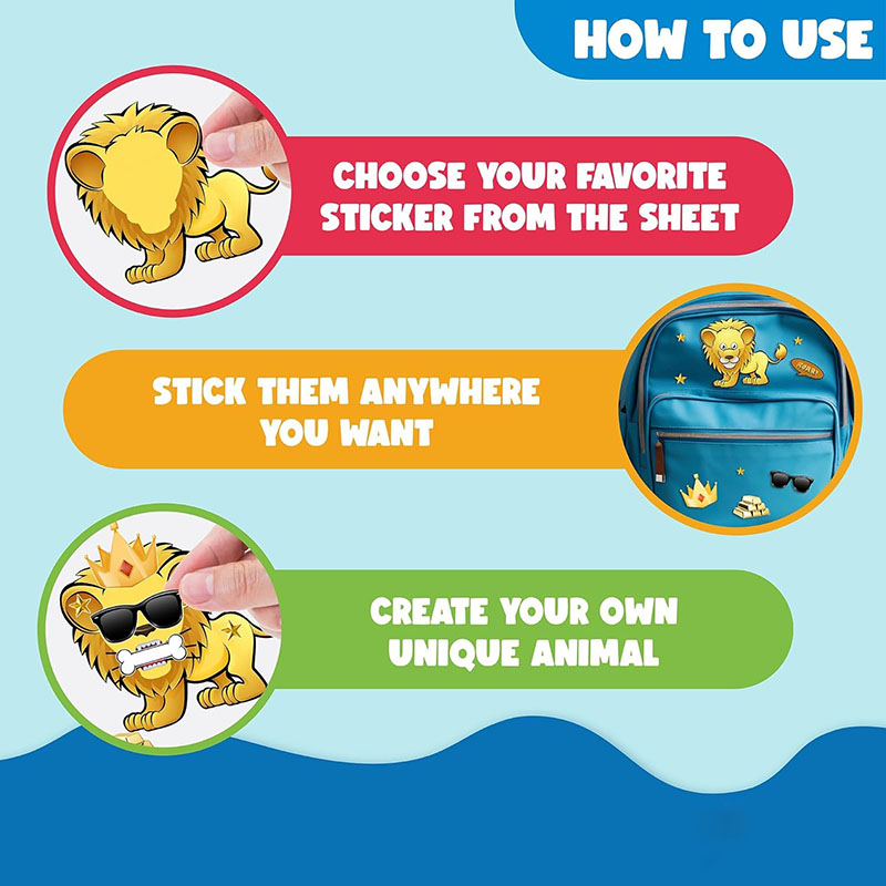 Cartoon Safari Animals Sticker - Kids Education Money 评论和价格